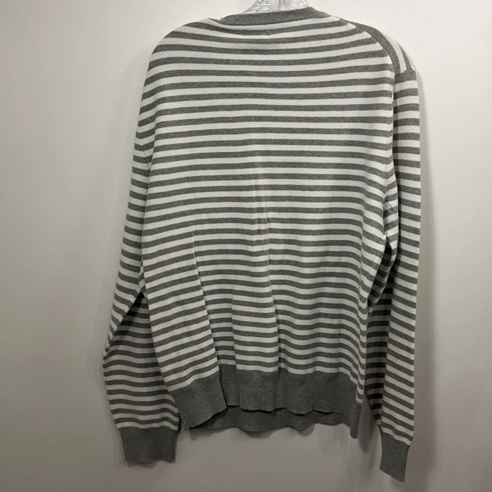 J.Crew Men’s Cotton Crewneck Sweater in striped garter stitch size XL. NWT.